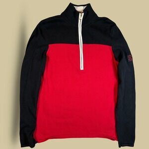 Lauren Ralph Lauren Men's XL 1/4 Zip Sweater Red Black Cotton Pullover